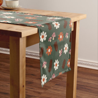 Chemin De Table Court Cute motif douillette avec fleurs champignon & pin