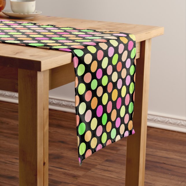 Chemin De Table Court Cute rose Chaud Neon Lime Vert Pois Motif (In Situ)