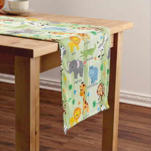 Chemin De Table Court Cute Safari Animaux Nursery Motif