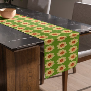 Chemin De Table Court Dahlia jaune motif floral sur vert