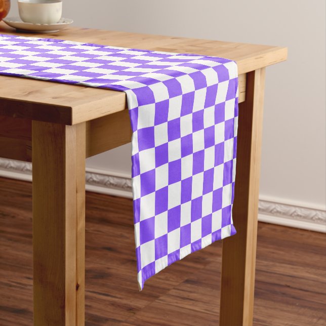 Chemin De Table Court Damier violet classique visuel  (In Situ)