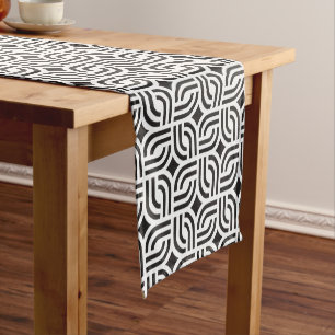 Chemin De Table Court Décor blanc gris foncé motif