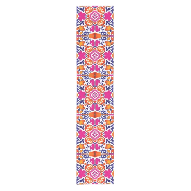Chemin De Table Court Décor carrelage rose carrelage mexicain (Devant)