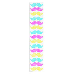 Chemin De Table Court Décor de table à motif de moustache coloré CMY