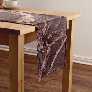 Chemin De Table Court Deep Burgundy Marble Modern Luxury Look