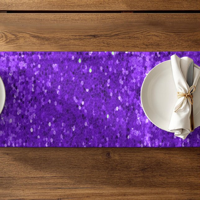 Chemin De Table Court Deep Purple Glam Faux Glitter Pattern (Créateur téléchargé)