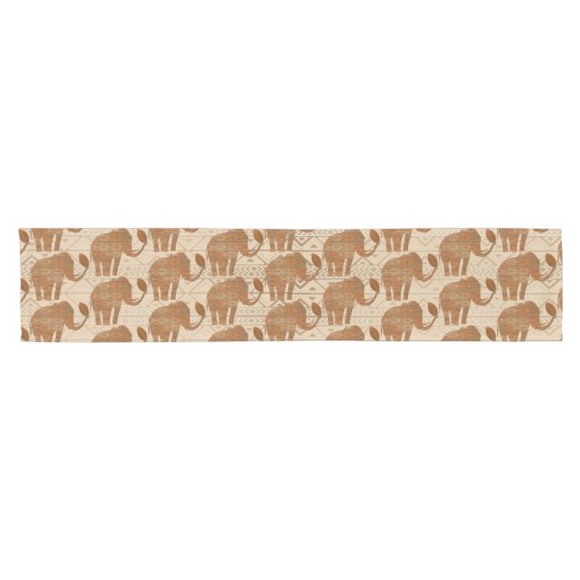 Chemin De Table Court Design d'art tribal des éléphants (Horizontal)