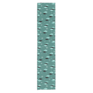 Chemin De Table Court Diamants Turquoises modernes du milieu du siècle