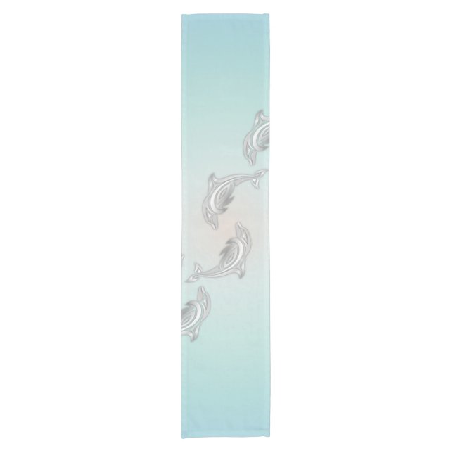 Chemin De Table Court Dolphins d'argent Wave style plage (Devant)