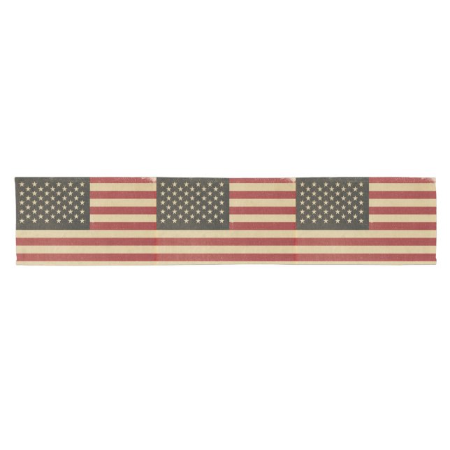 Chemin De Table Court Drapeau américain vintage (Horizontal)