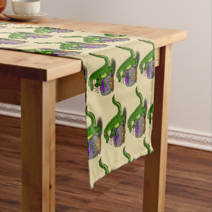 Chemin De Table Court Drôle alligator vert cuisine dessin animé