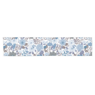 Chemin De Table Court Dusty Blue & Grey Winter Sky Floral Garden