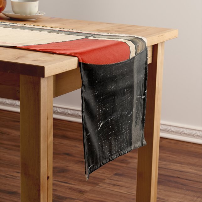 Chemin De Table Court Elégance céleste : Exploration Abstraite en beige (In Situ)