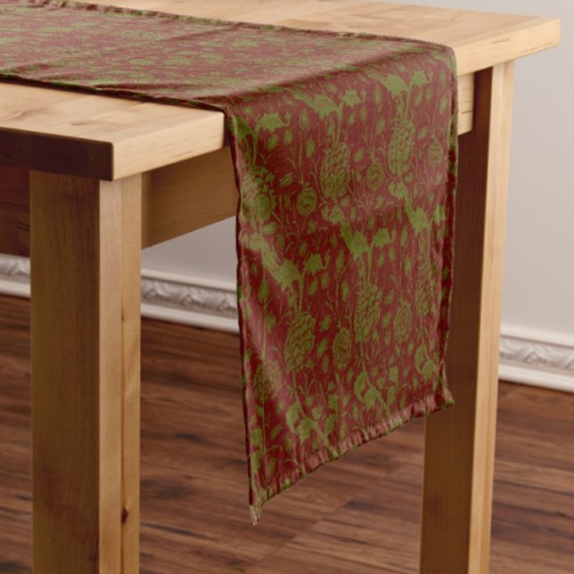 Chemin De Table Court Elegant Classic William Morris Red Green  (Holiday William Morris table runner.)