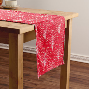 Chemin De Table Court Élégant Motif Art déco rouge et blanc