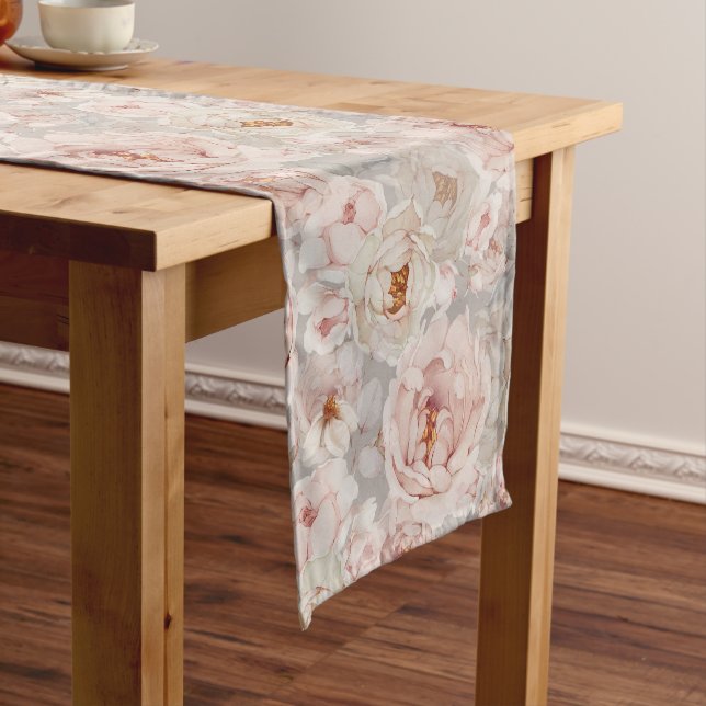 Chemin De Table Court Elegant Peony Table Runner (In Situ)