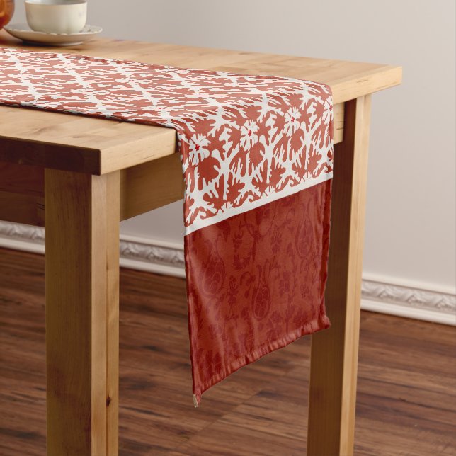 Chemin De Table Court Élégant rouge Damask Star Motif Noël (In Situ)