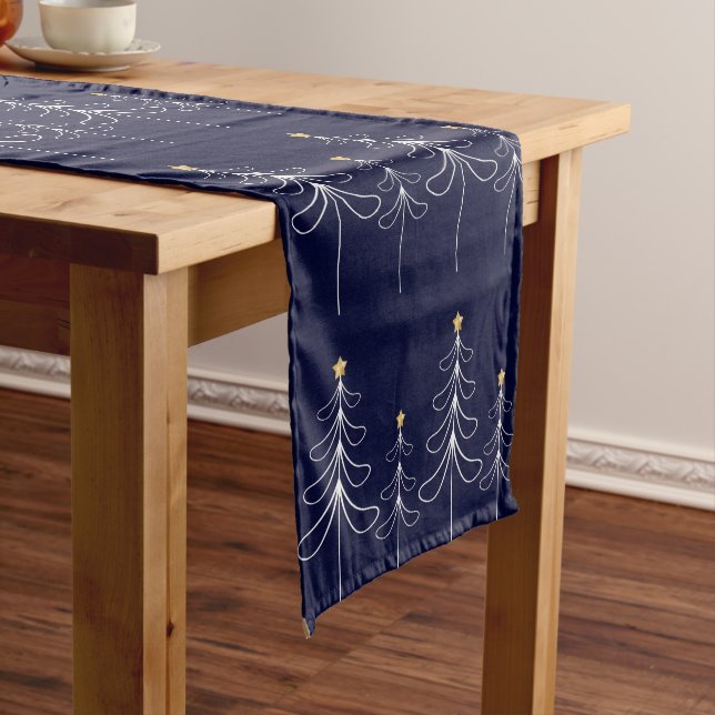 Chemin De Table Court Elégant style minimaliste d'arbre de Noël bleu (In Situ)