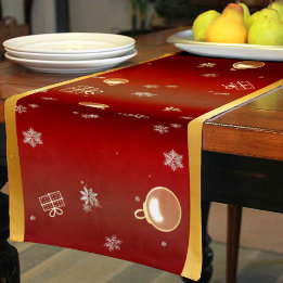 Chemin De Table Court enchantement de Noël rouge et or