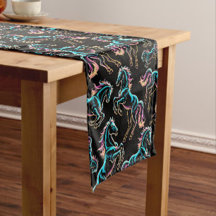 Chemin De Table Court Enseigne au néon Cheval Style Rétro Glitch