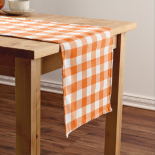 Chemin De Table Court Et blanc coureur vérifié par guingan orange de