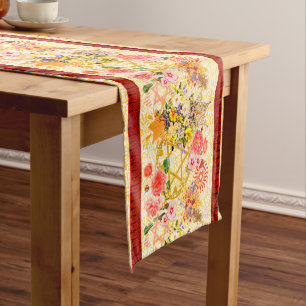 Chemin De Table Court Étoile de David Flower Border Runner