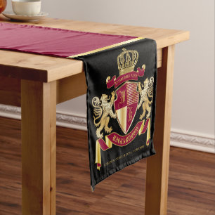 Chemin De Table Court Faites votre propre blason d'armoiries d'or rouge