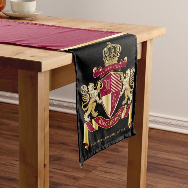 Chemin De Table Court Faites votre propre blason d'armoiries d'or rouge (In Situ)