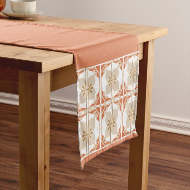 Chemin De Table Court Ferme moderne Rouge et Beige (In Situ)