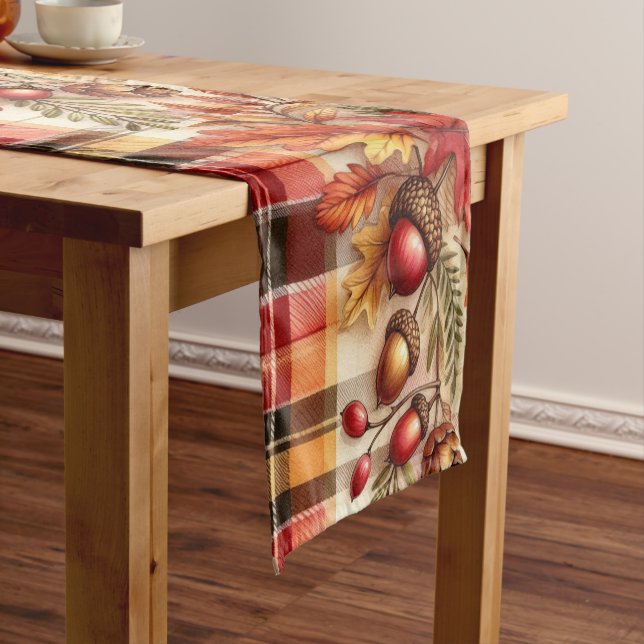 Chemin De Table Court Festive feuillage d'automne sur Plaid (In Situ)