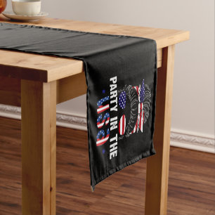 Chemin De Table Court Fête aux États-Unis Bun Messy 4 juillet Patriotiqu