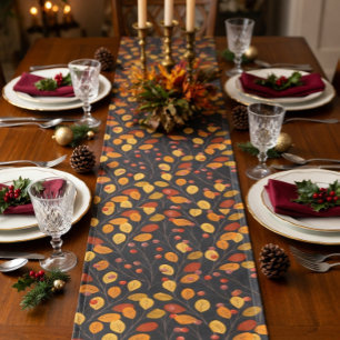 Chemin De Table Court Feuilles et baies d'automne Motif sans couture aut