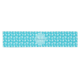 Chemin De Table Court Fille Monogramme Turquoise Daisy Fleurs Avec Nom