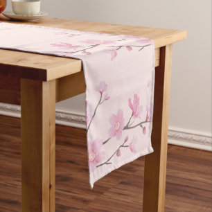 Chemin De Table Court Fleur de cerisiers - rose