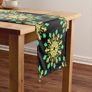 Chemin De Table Court Fleur de néon jaune et vert