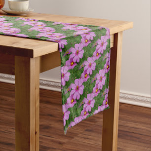 Chemin De Table Court Fleurs de Cosmos rose Motif naturel