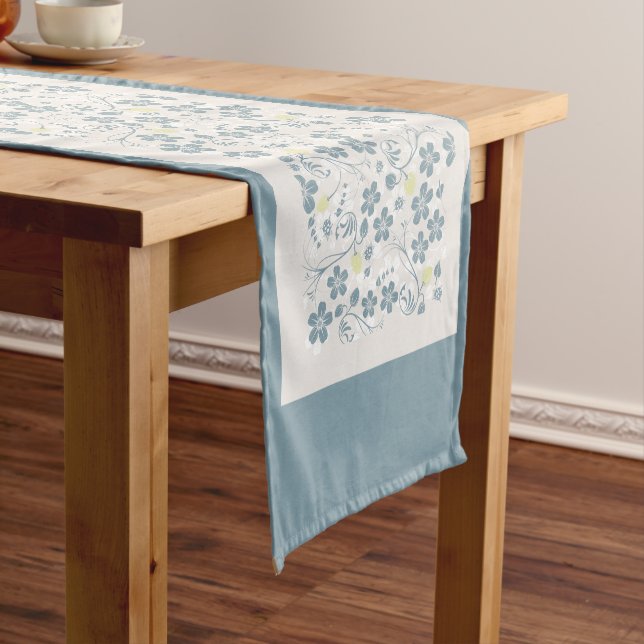 Chemin De Table Court Fleurs Plumbago Tourmaline (In Situ)