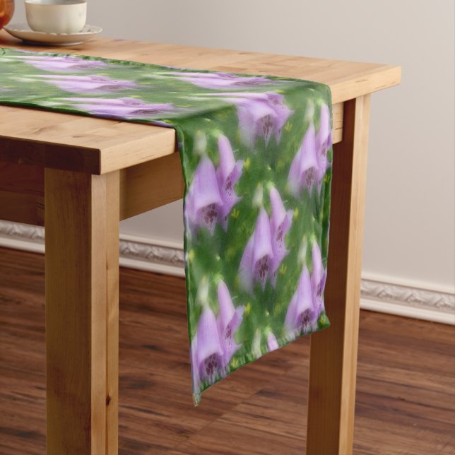 Chemin De Table Court Fleurs roses Foxglove Motif naturel (In Situ)