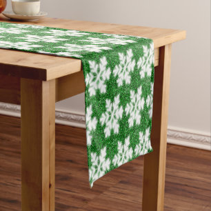 Chemin De Table Court Flocon de neige givré vert pailleté scintillant él