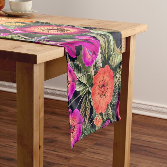 Chemin De Table Court Floral de prairie rose (In Situ)