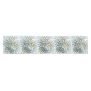 Chemin De Table Court Floral Dream Motif Abstrait Blue Khaki Fractal