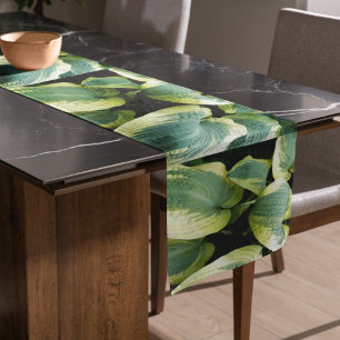 Chemin De Table Court Floral Feuille Hosta Varié