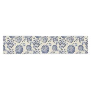 Chemin De Table Court Flore d'impression florale de fleurs bleues antiqu
