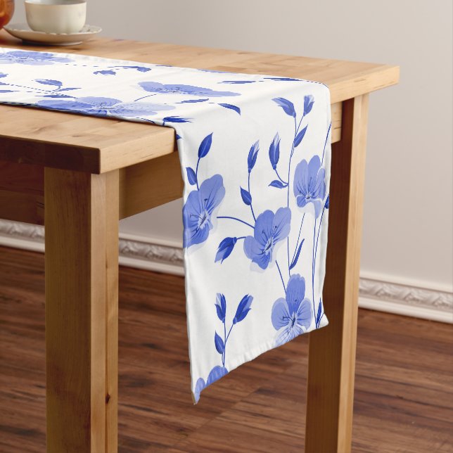 Chemin De Table Court Flore moderne Sky Blue Daisy (In Situ)
