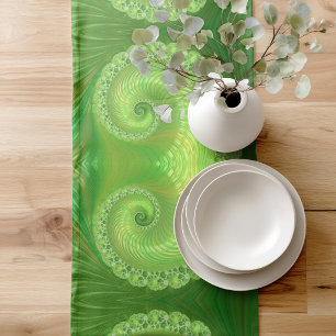 Chemin De Table Court Fractale spirale verte moderne