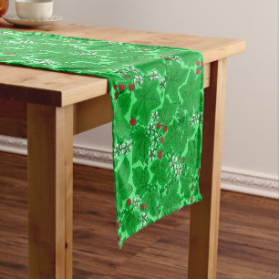 Chemin De Table Court Fraises et Feuilles Art Nouveau, Lime Green