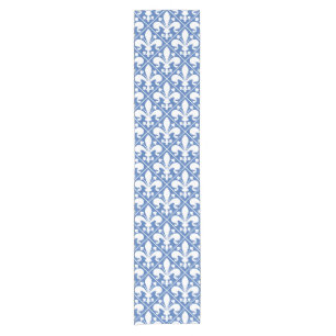 Chemin De Table Court French Fleur de Lys assez bleu et blanc