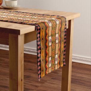 Chemin De Table Court Fun African Tribal home motif table runner