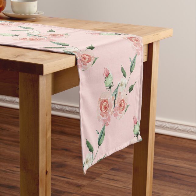 Chemin De Table Court Garlands romantique rose (In Situ)