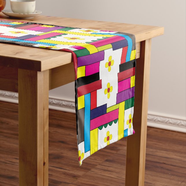 Chemin De Table Court Géométrique Abstrait coloré (In Situ)